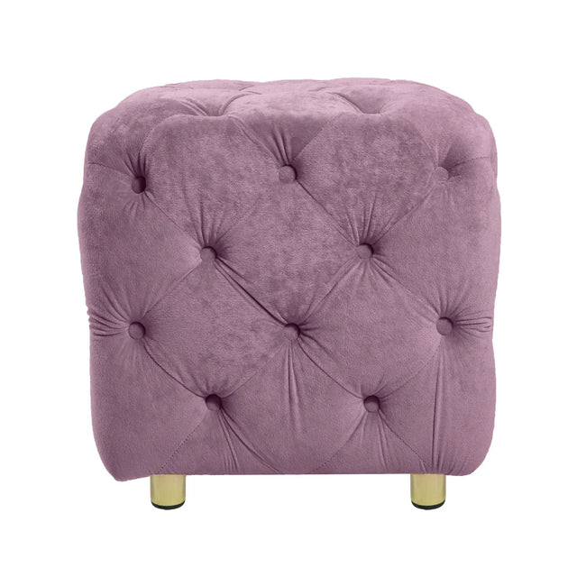 Purple Velvet Storage Ottoman Footstool With High-Density Foam - Omega Lifestyles