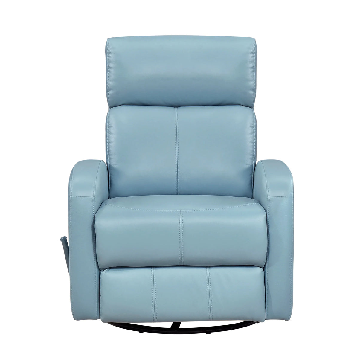 Blue Leather Gliding Swivel Recliner Chair With Recline - Omega Lifestyles
