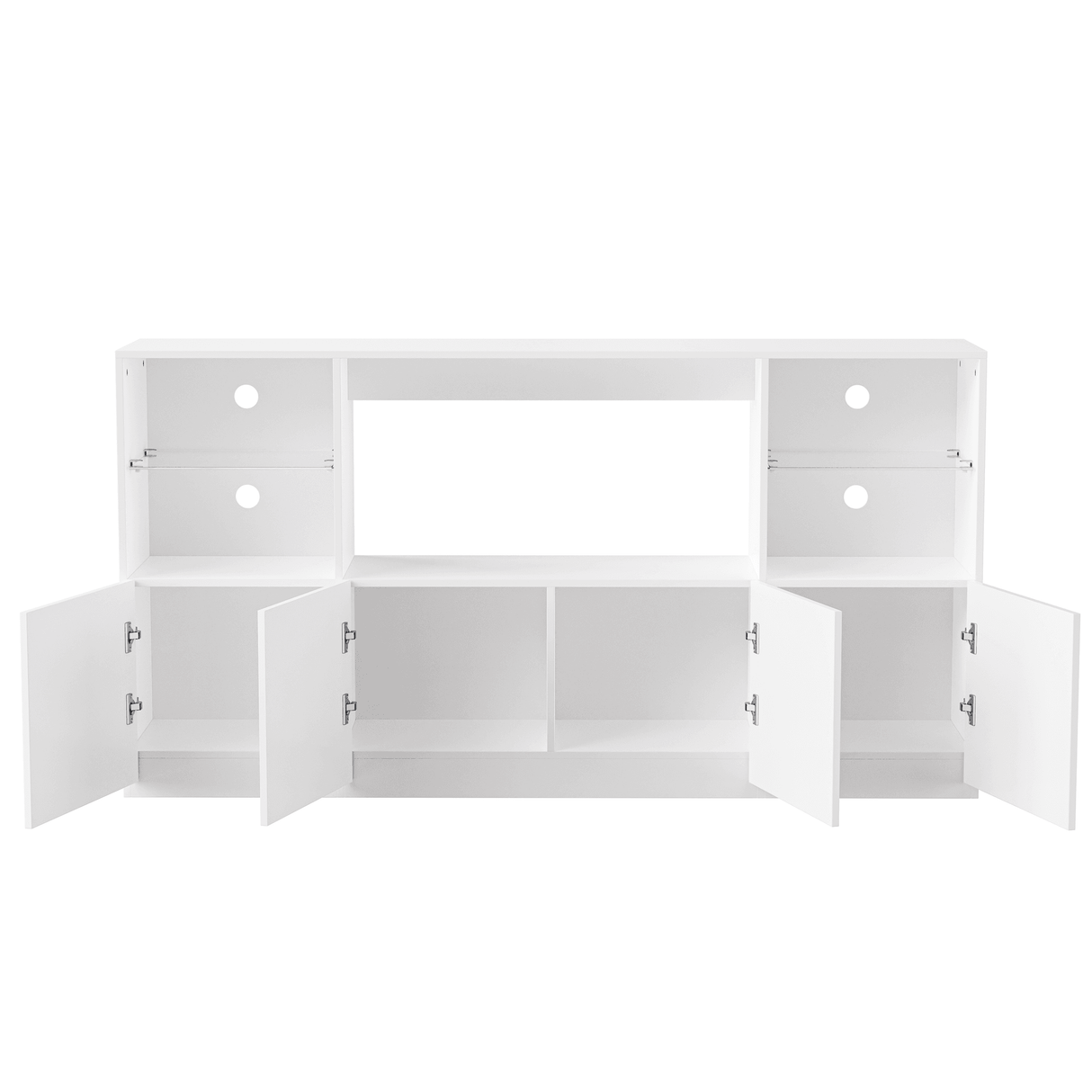 High Gloss White MDF TV Stand With LED Lights - Sleep Galleria
