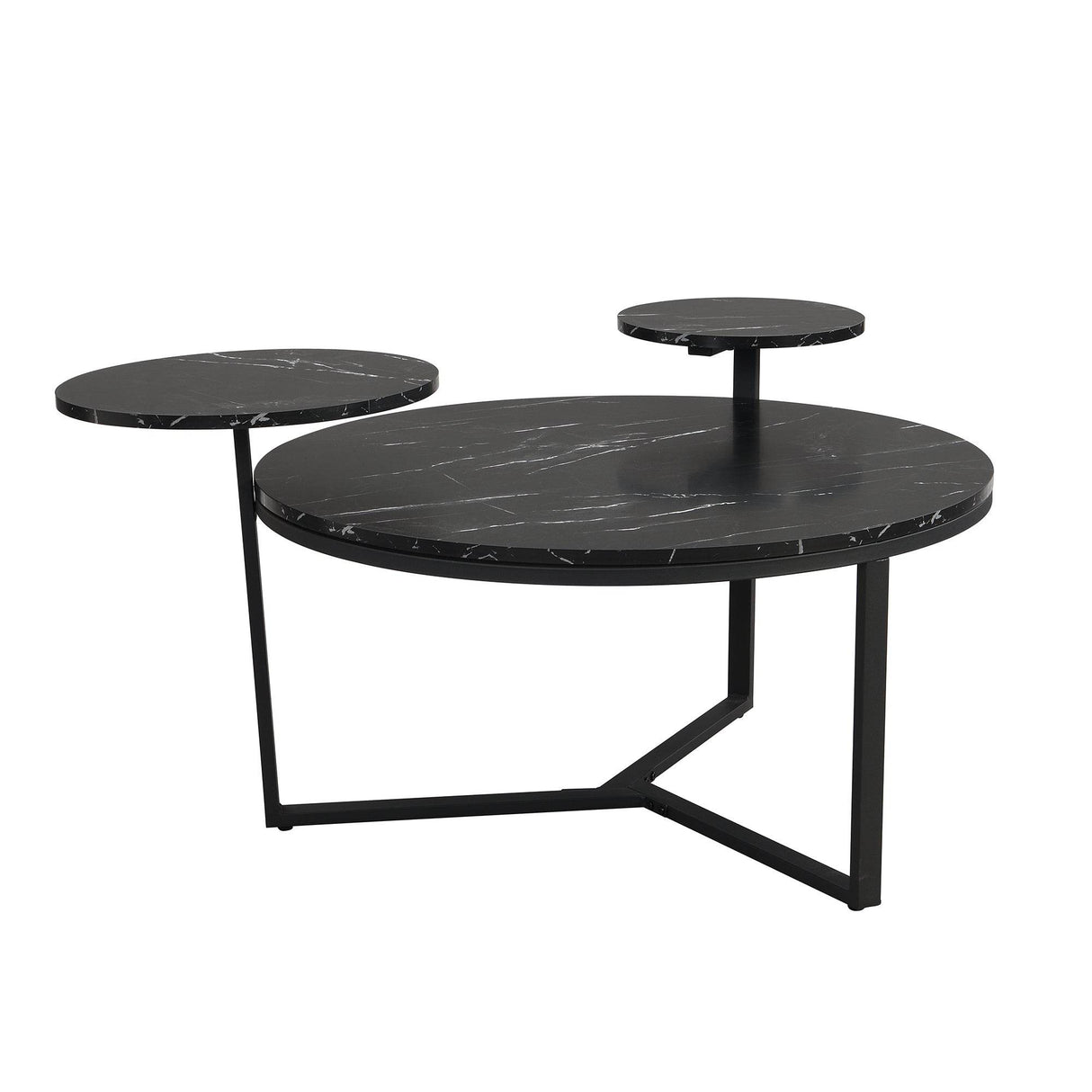 Modern Round Coffee Table With Faux Marble Shelves - Sleep Galleria