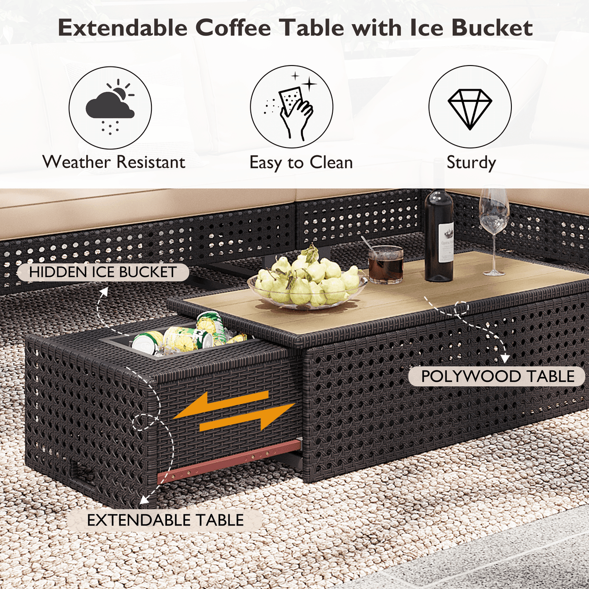 Diamond Weave Outdoor Sectional Furniture Set With Cushions - Omega Lifestyles