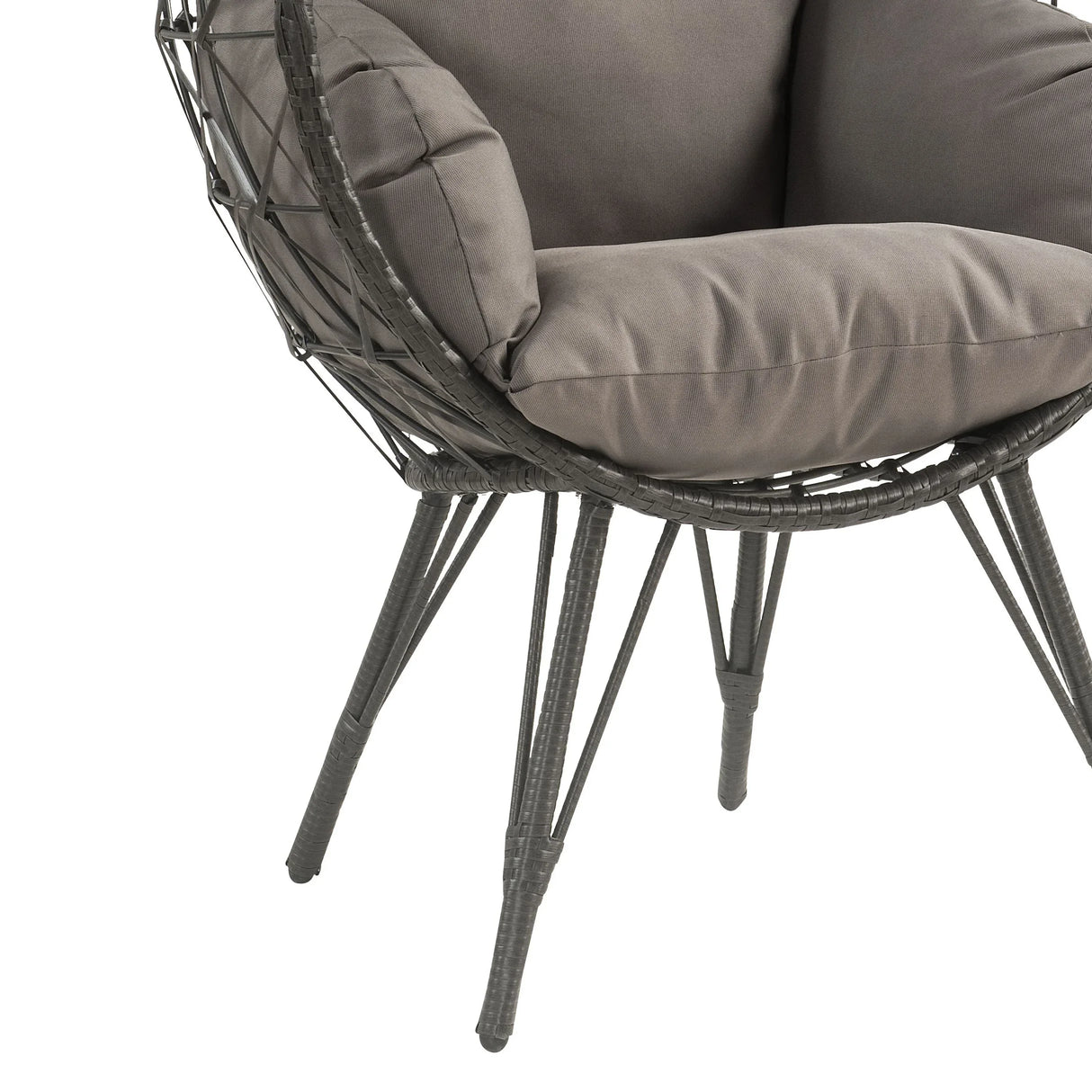 Light Gray Fabric Wicker Patio Lounge Chair With Cushion - Omega Lifestyles