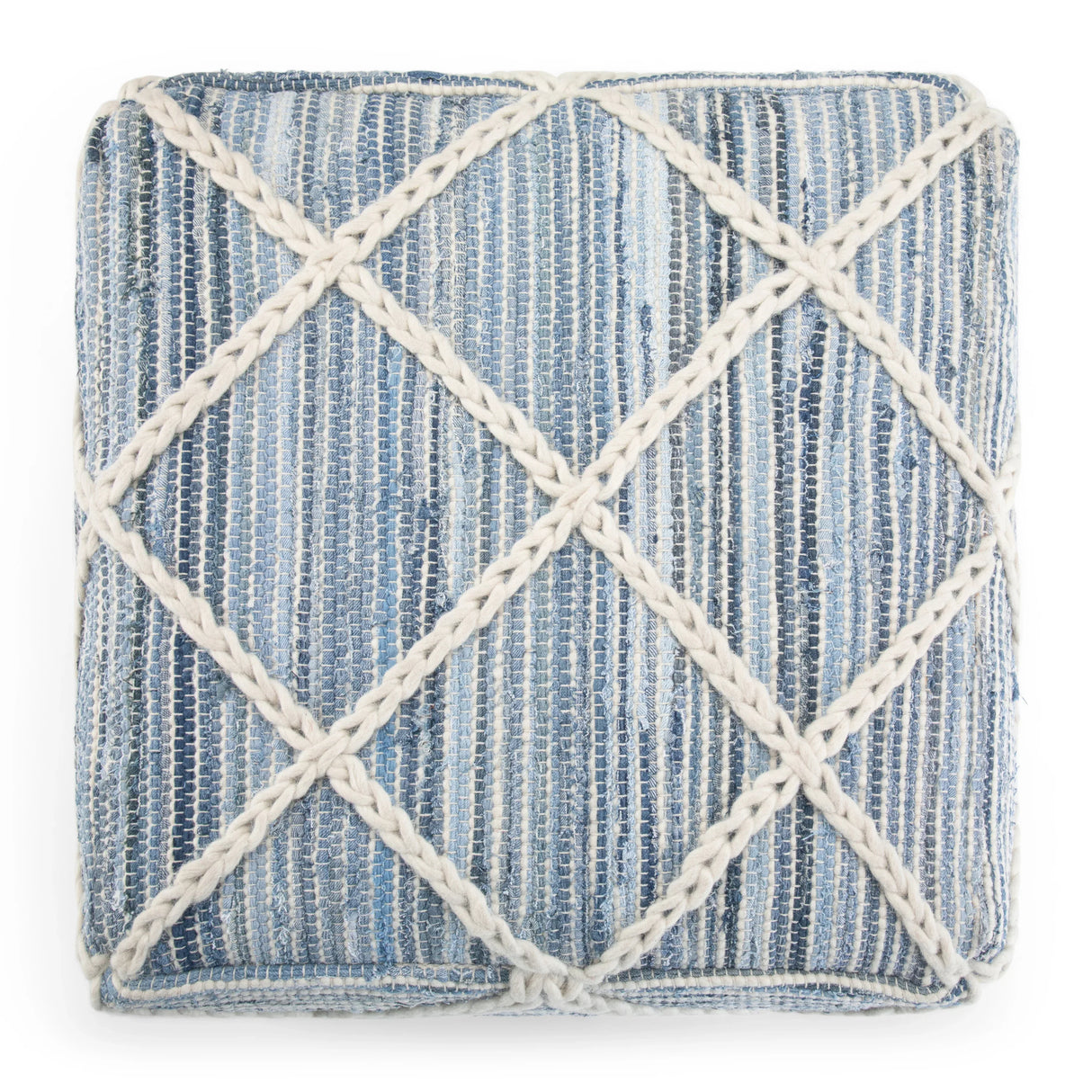 Square Fabric Pouf Ottoman With Diamond Stitching - Omega Lifestyles