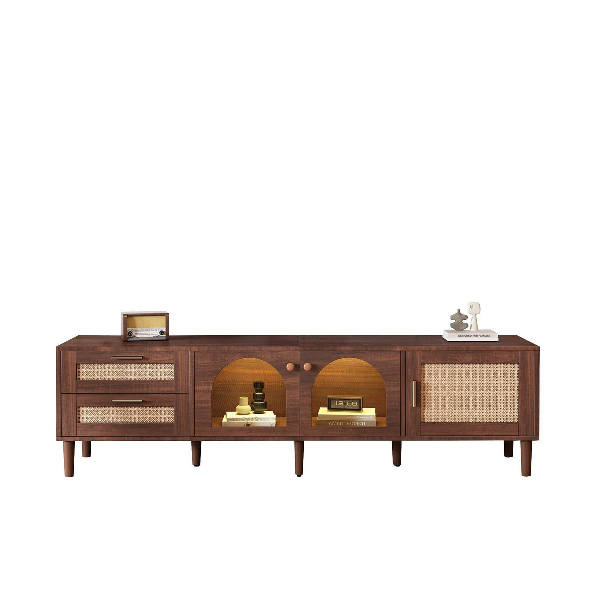 Rattan-Inspired Media Console TV Stand With Storage - Sleep Galleria