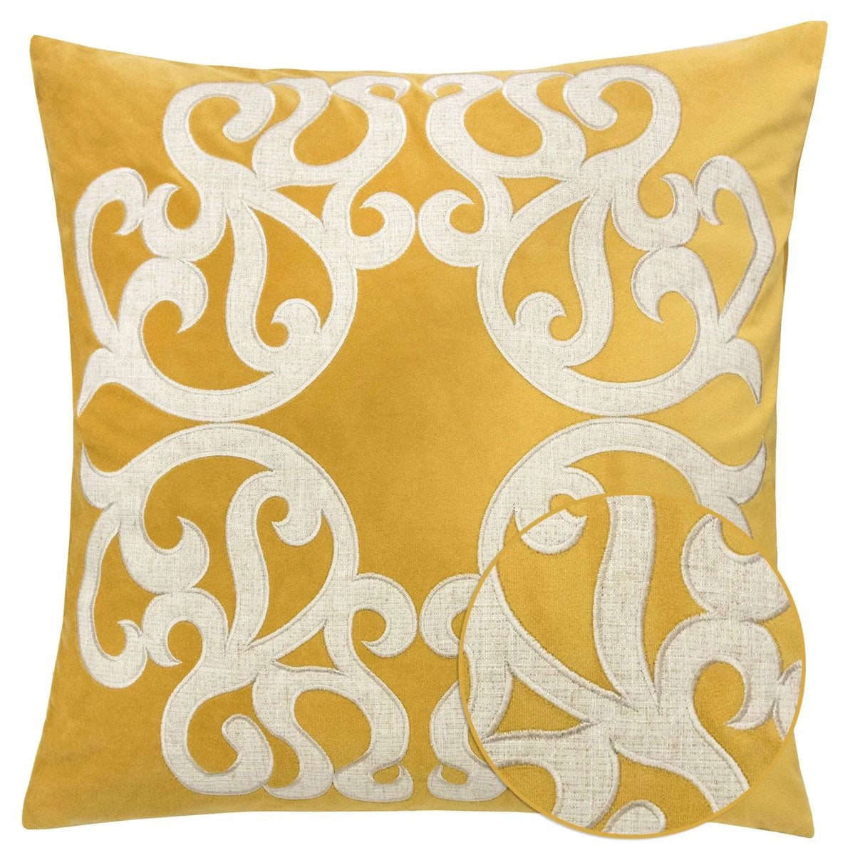 Yellow Vintage Vine Polyester Velvet Pillowcase 20x20 Inch - Omega Lifestyles