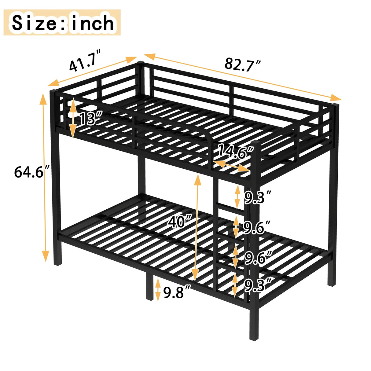 Metal Twin XL Over Twin XL Space-Saving Bunk Bed - Omega Lifestyles