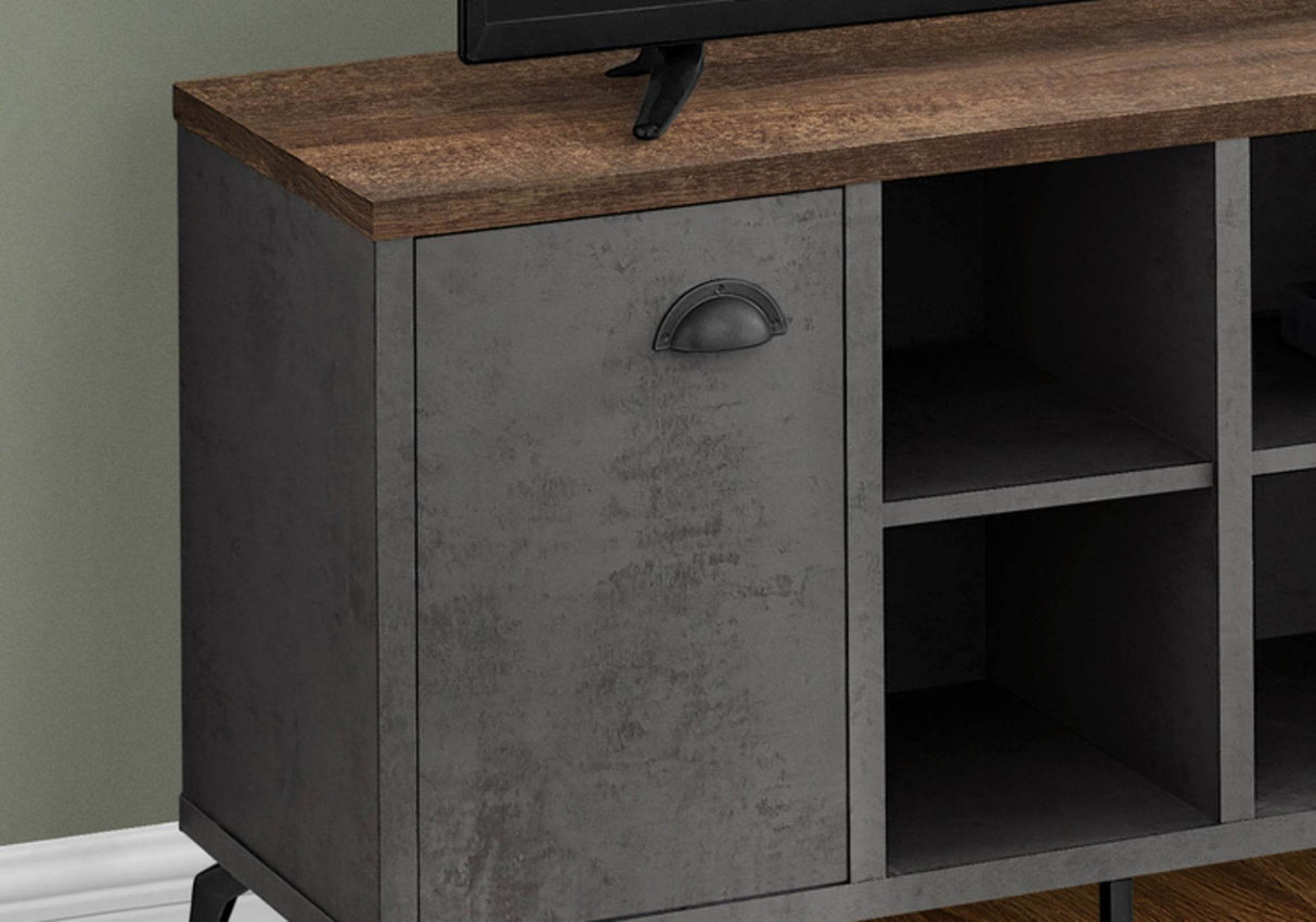 Industrial 48-Inch Grey Brown Media Console Cabinet - Sleep Galleria