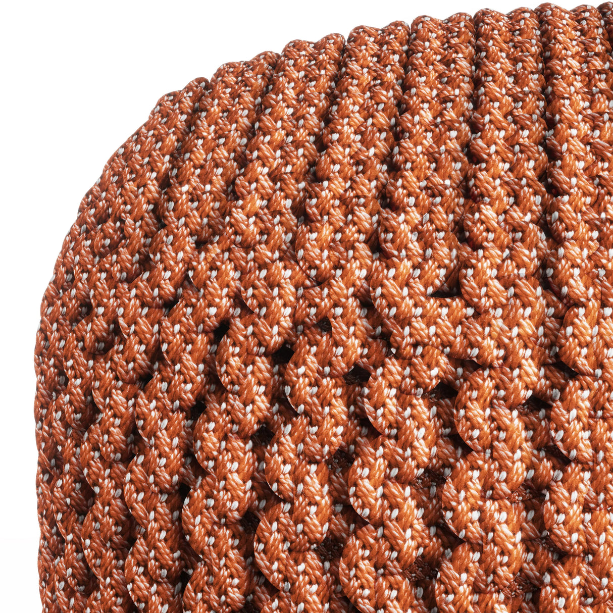 Round Knitted Orange Outdoor Indoor Fabric Pouf Stool - Omega Lifestyles