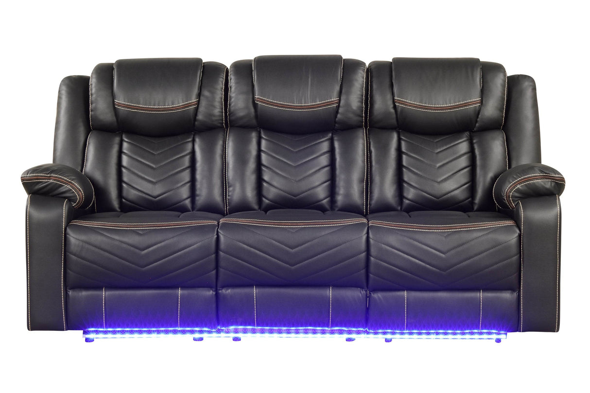 Modern Power Reclining Faux Leather Sofa With USB Ports - Omega Lifestyles