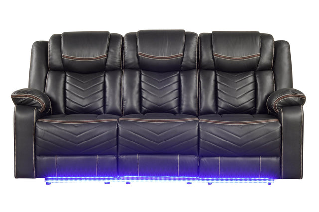 Modern Power Reclining Faux Leather Sofa With USB Ports - Omega Lifestyles