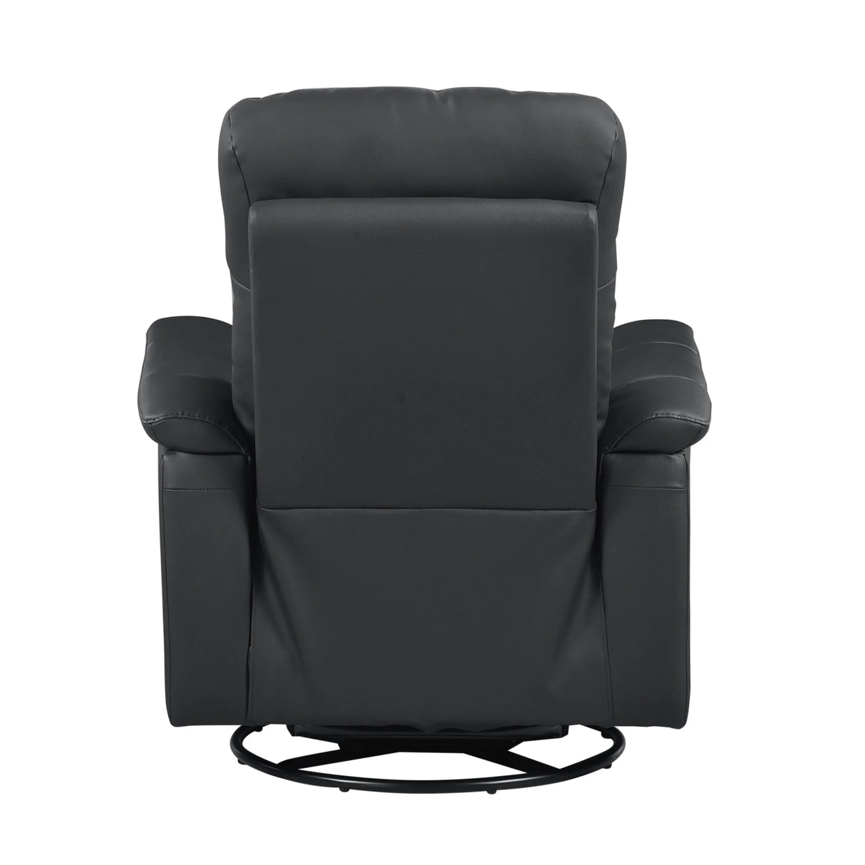 Black Genuine Leather Swivel Glider Reclining Chair - Omega Lifestyles