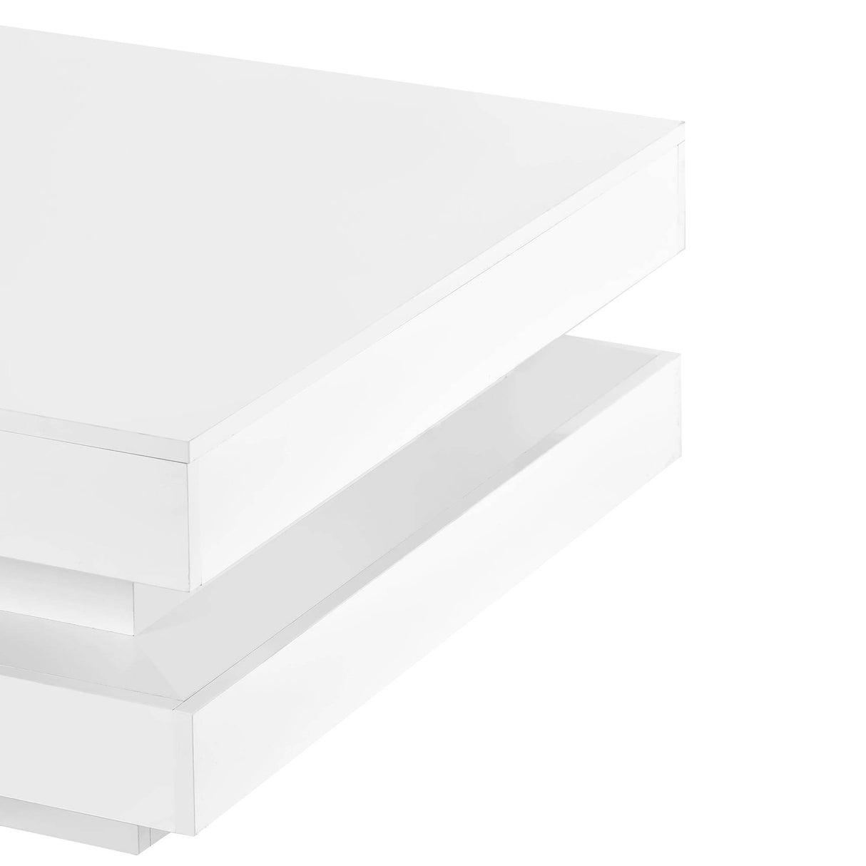 High Gloss White Particle Board Coffee Table With LED Lights - Sleep Galleria