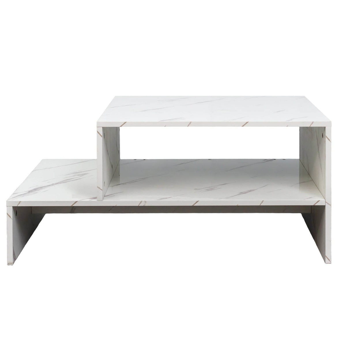 White Architectural Shape Coffee Table With Storage - Sleep Galleria