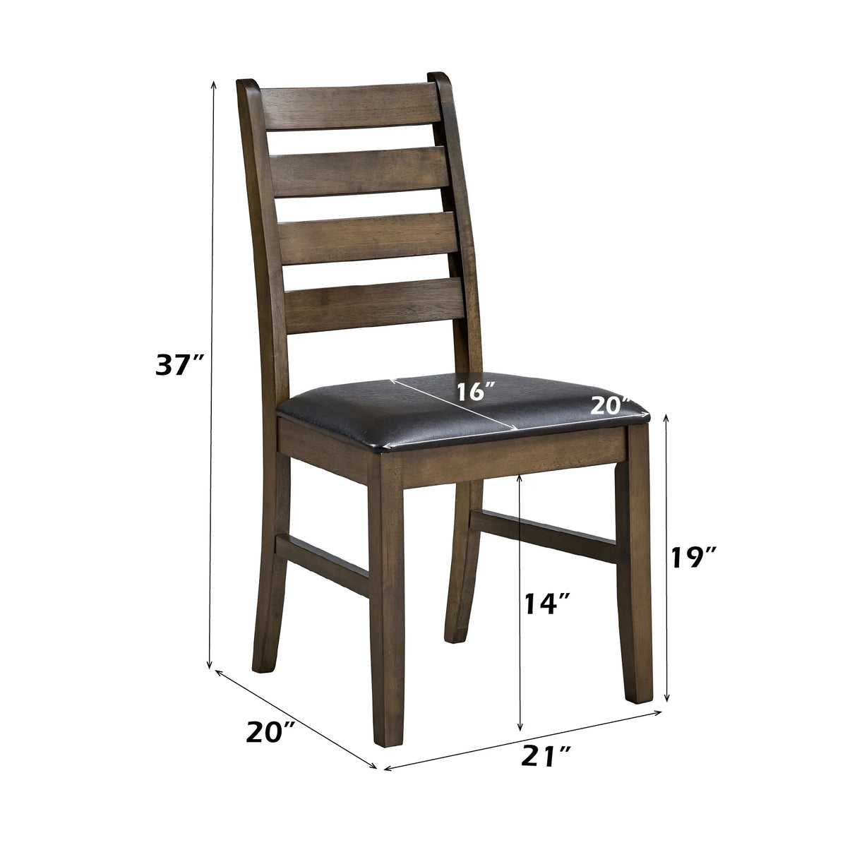 Set Of 2 Contemporary Faux Leather Brown Side Chairs - Omega Lifestyles