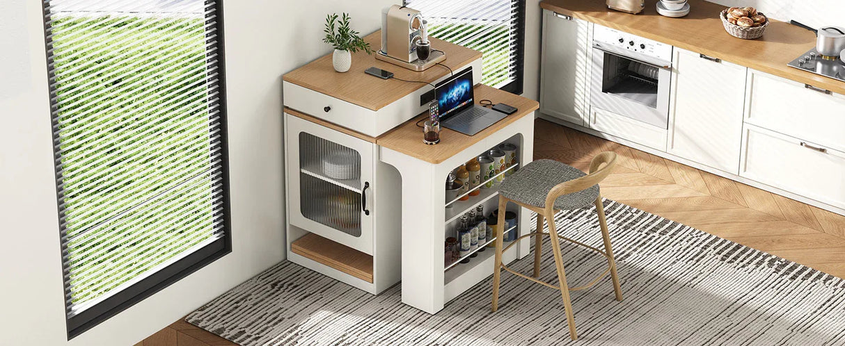 Extendable Dining Table Kitchen Island With Storage - Omega Lifestyles