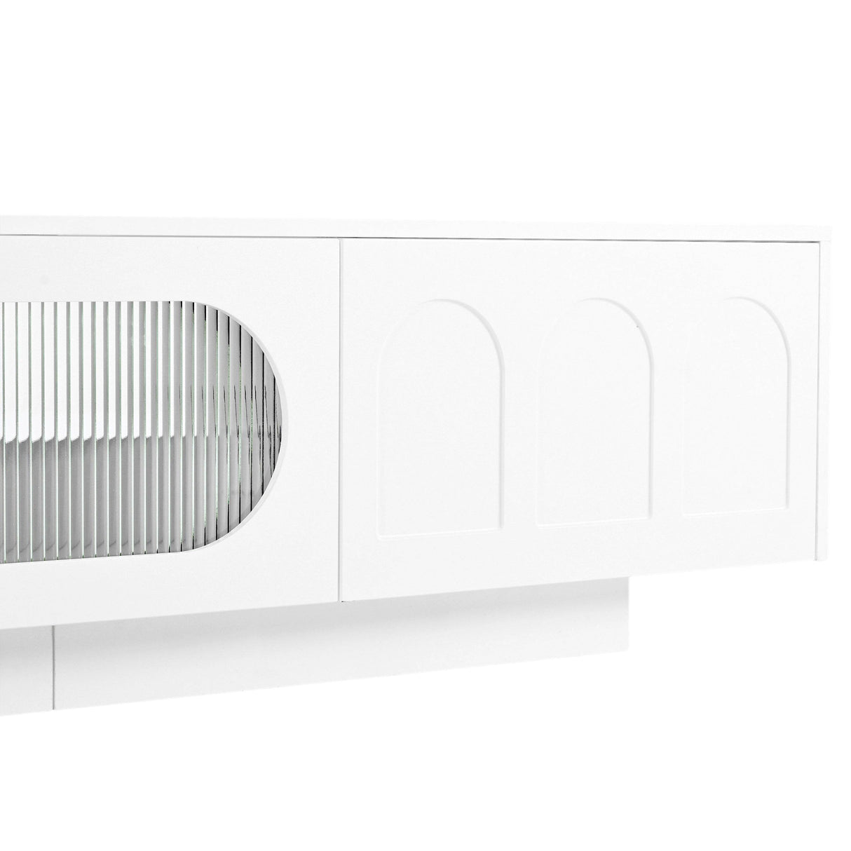 Smart LED White TV Stand With Storage Cabinets - Sleep Galleria