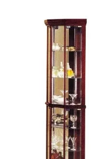 Cherry Finish Corner Curio Cabinet With Glass Shelves - Omega Lifestyles