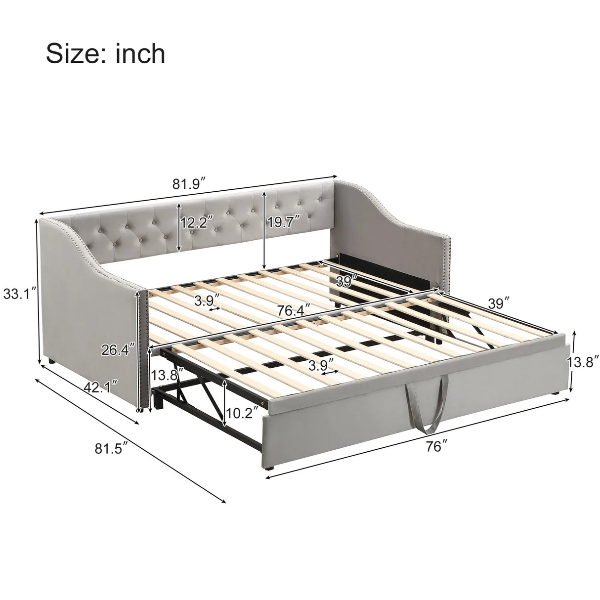 Twin Upholstered Velvet Daybed With Pop-Up Trundle - Omega Lifestyles