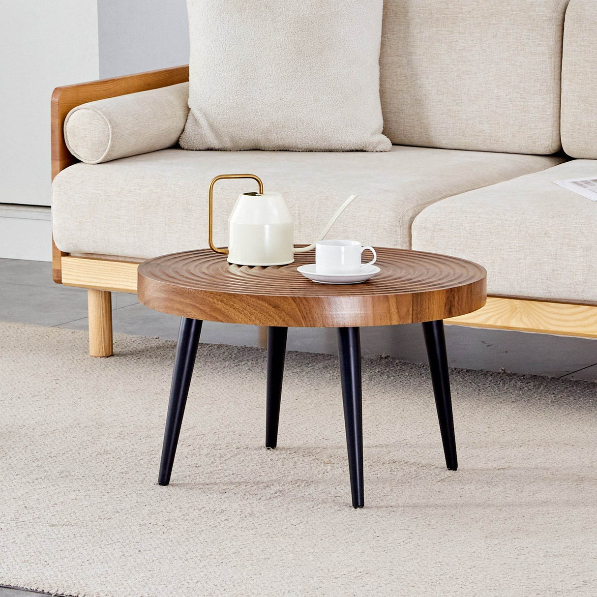 Natural Wood Grain Texture Round Coffee Table - Sleep Galleria