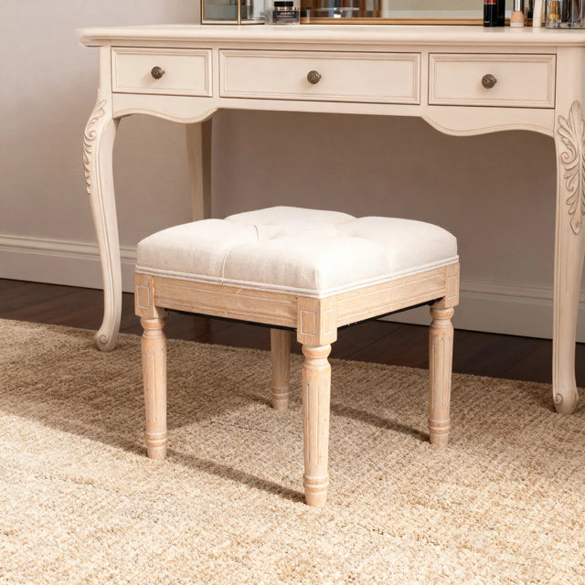 Rustic Square Padded Upholstered Ottoman Bench - Omega Lifestyles