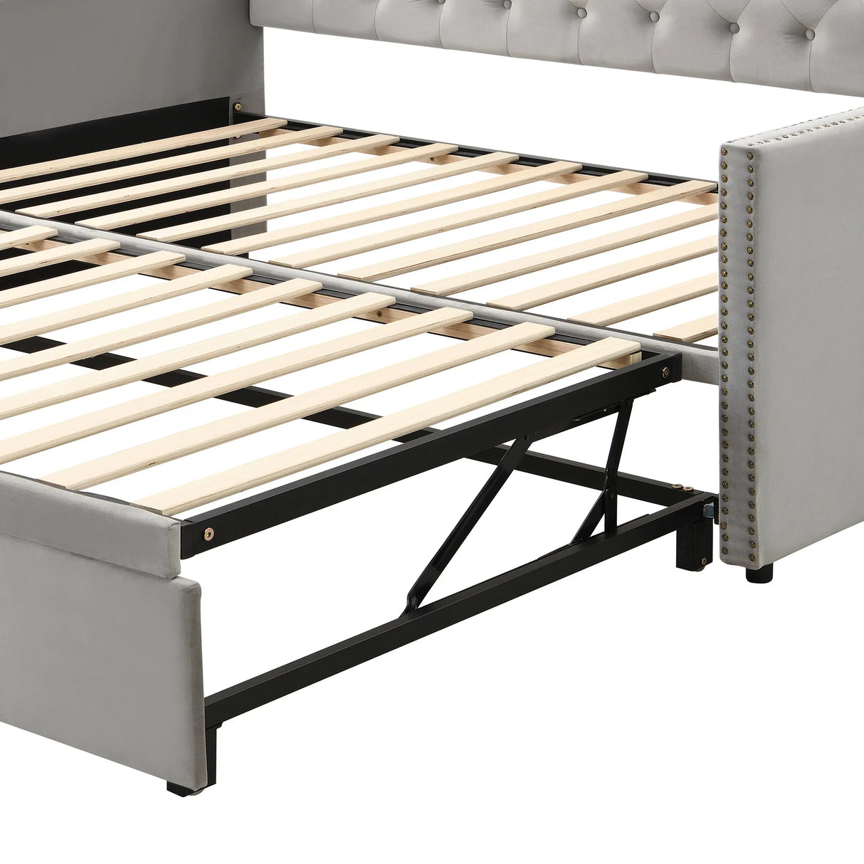 Twin Upholstered Velvet Daybed With Pop-Up Trundle - Omega Lifestyles