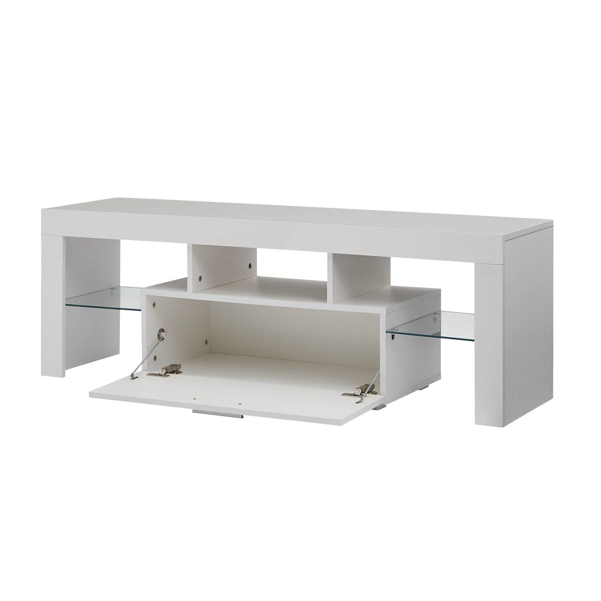 Modern White LED Backlit Particle Board TV Console - Sleep Galleria