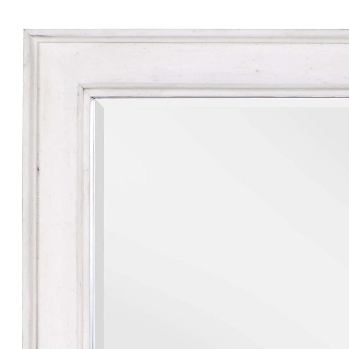 Weathered White Beveled Edge Wall Mirror - Omega Lifestyles