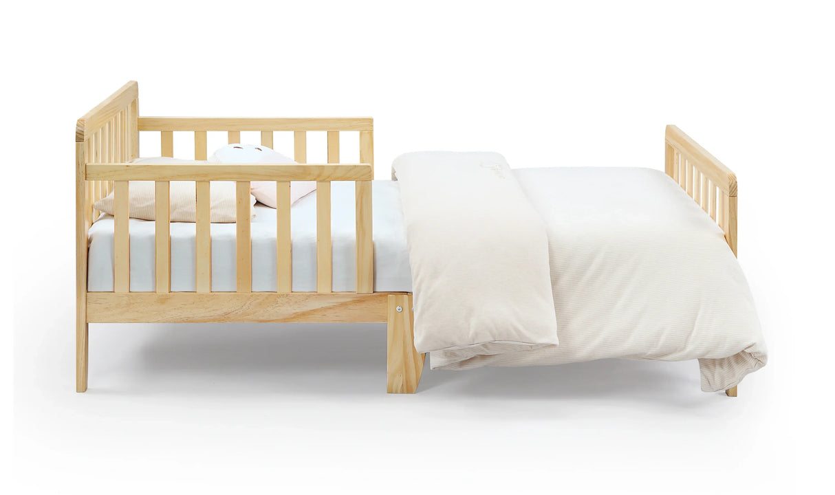 Solid Wood Natural Toddler Bed With Safety Rails - Omega Lifestyles