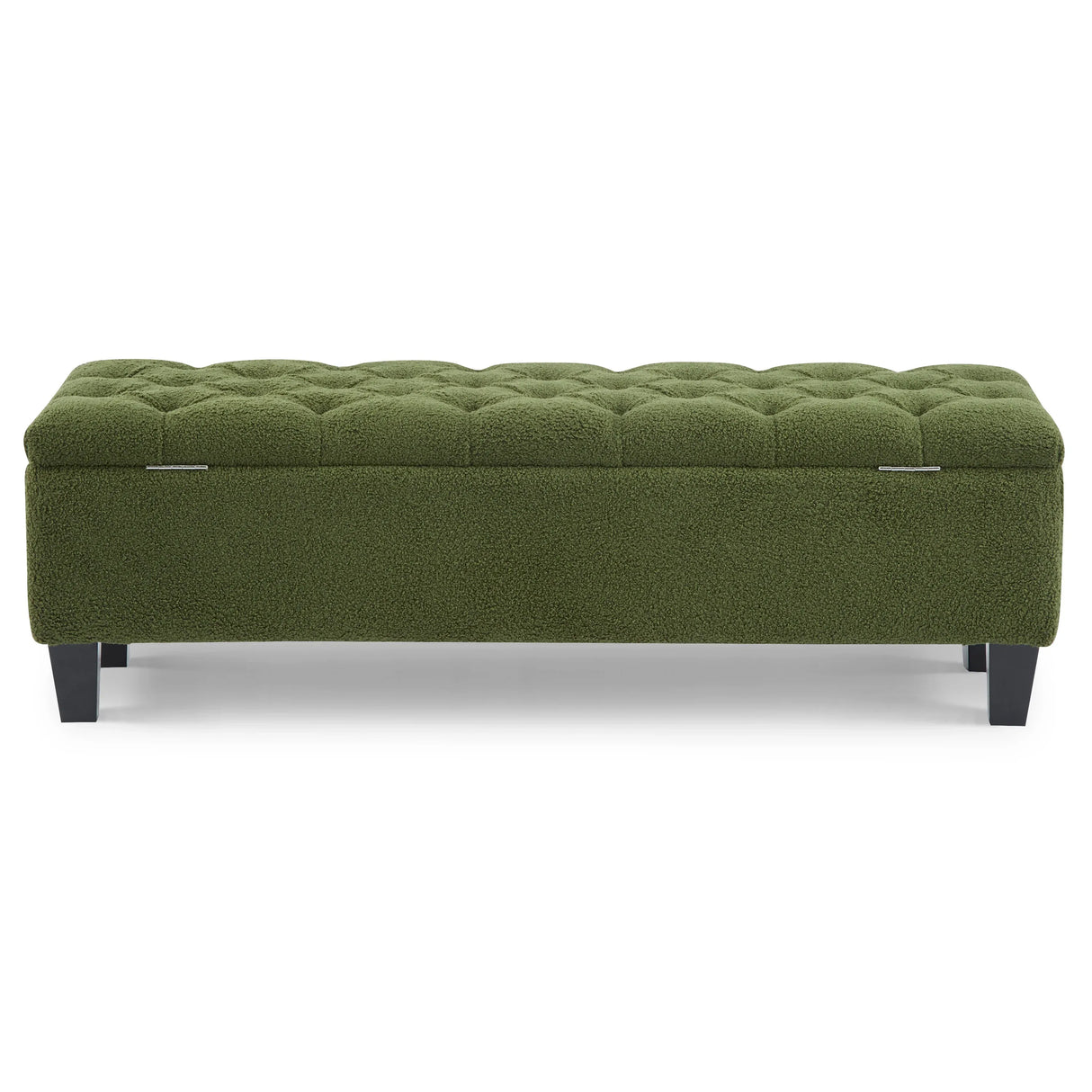 Green Boucle Ottoman Bench With Storage And Seating - Omega Lifestyles