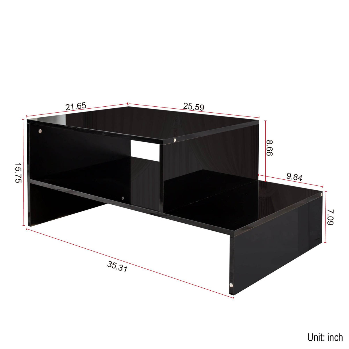 Architectural Shape Black Particle Board Coffee Table - Sleep Galleria