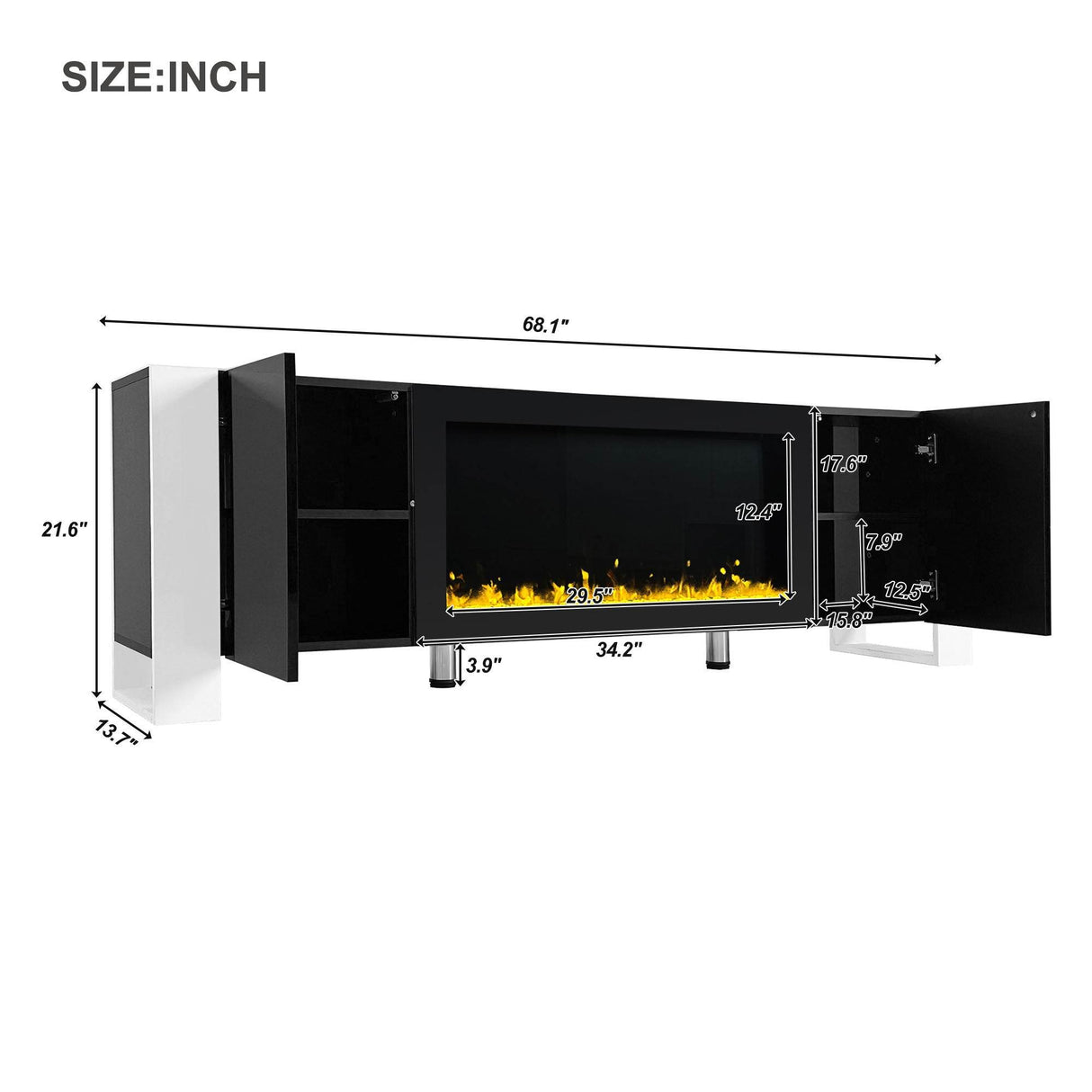 Modern Minimalist TV Stand With Electric Fireplace - Sleep Galleria