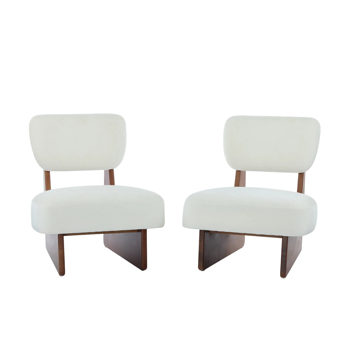 Set of 2 Modern Beige Polyester Upholstered Lounge Chairs - Omega Lifestyles