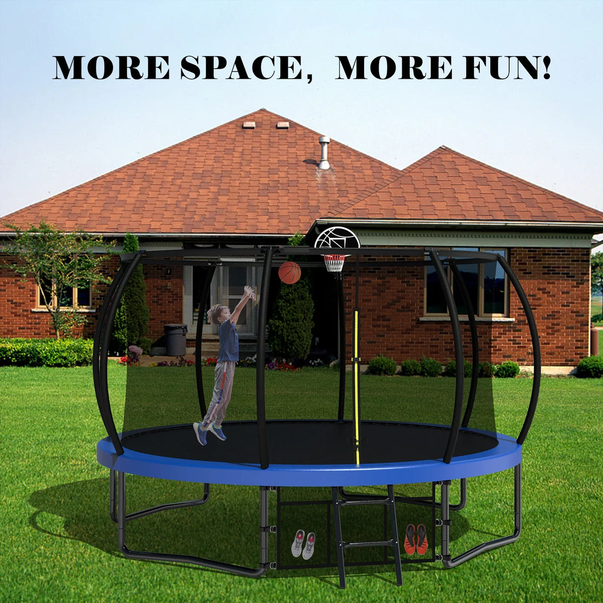 12-Foot Pumpkin Style Kids Trampoline With Safety Net - Omega Lifestyles