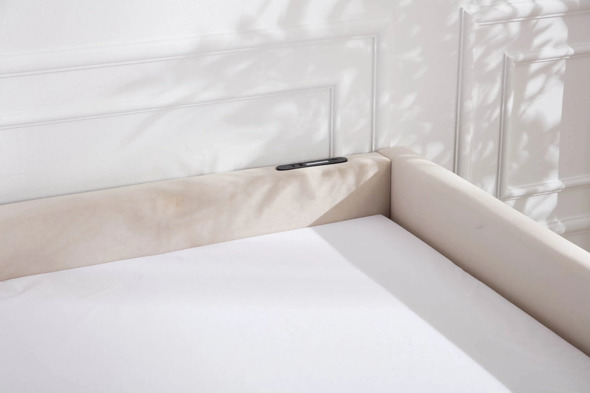 Twin Velvet Upholstered Daybed With Trundle Modern Design - Omega Lifestyles