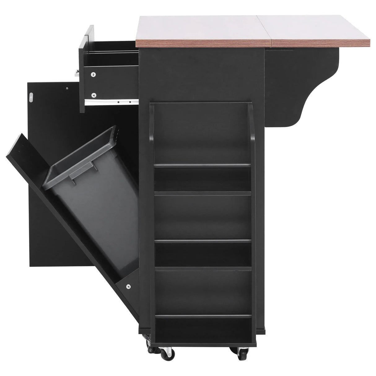 Farmhouse MDF Kitchen Island With Drop Leaf And Storage - Omega Lifestyles