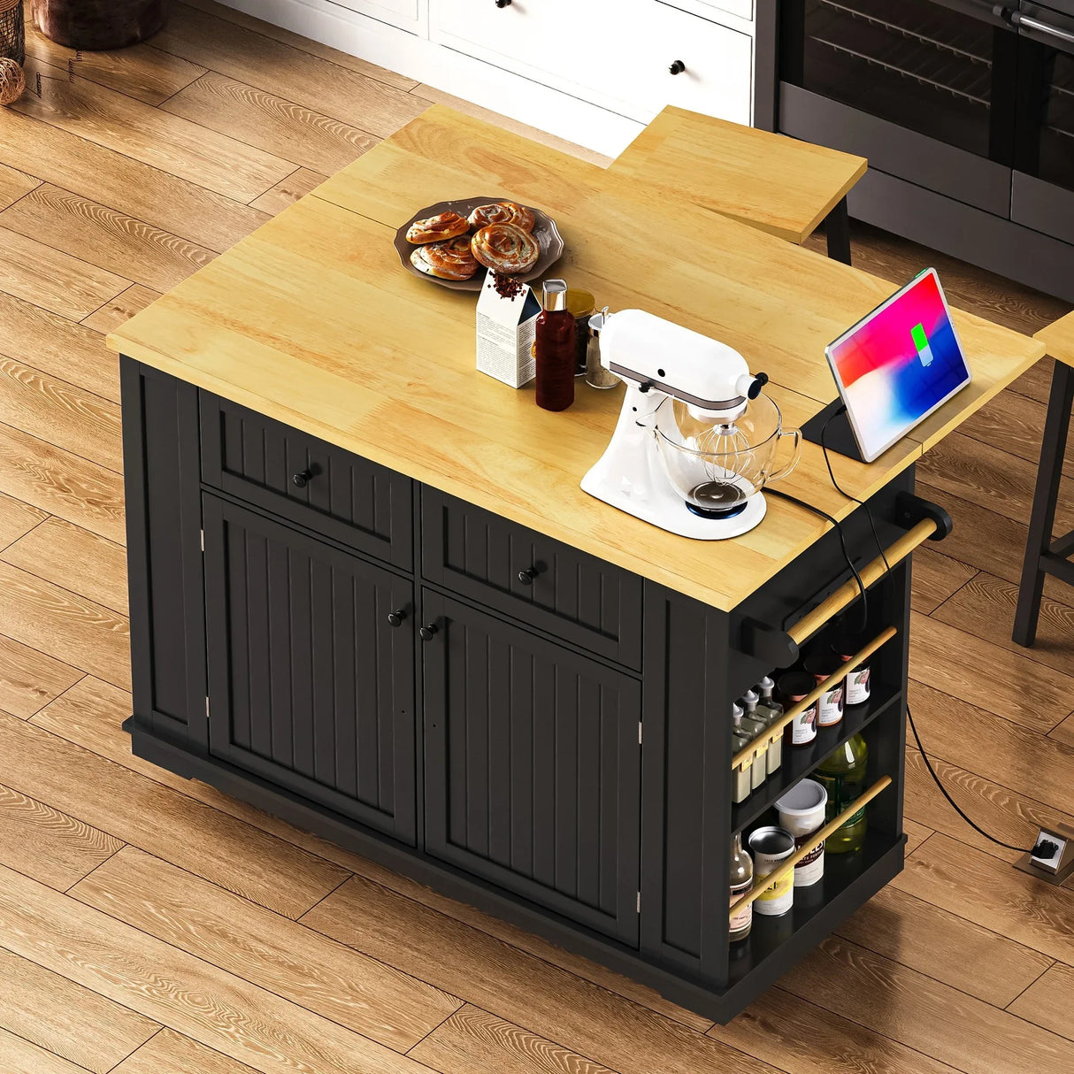 48-Inch Classic Kitchen Island Cart With Bar Stools - Omega Lifestyles
