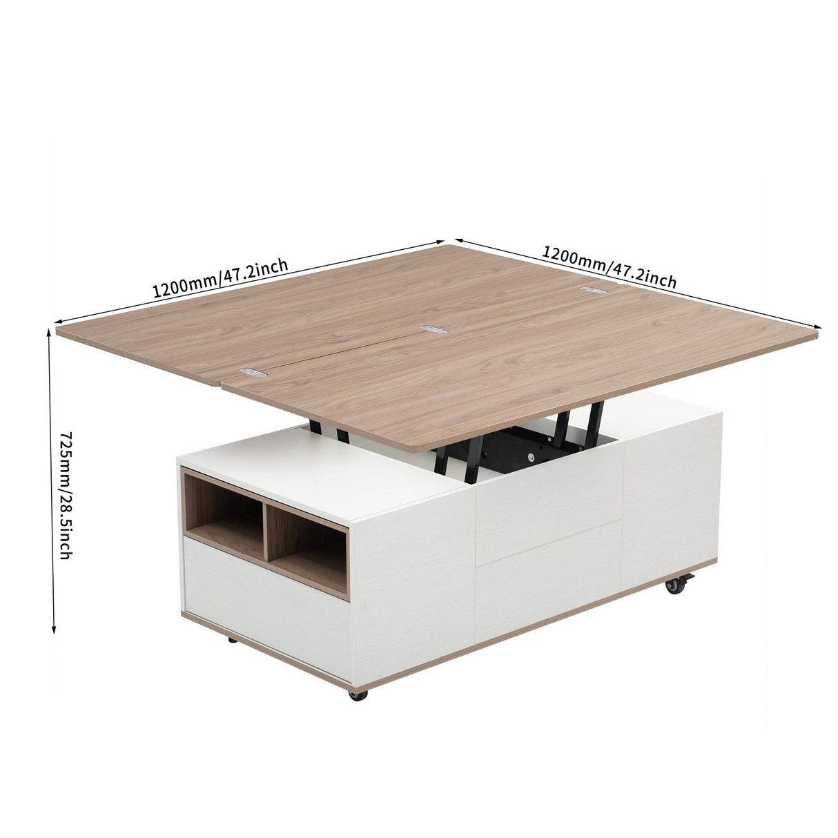 Modern Walnut White Lift Top Coffee Table With Drawers - Sleep Galleria