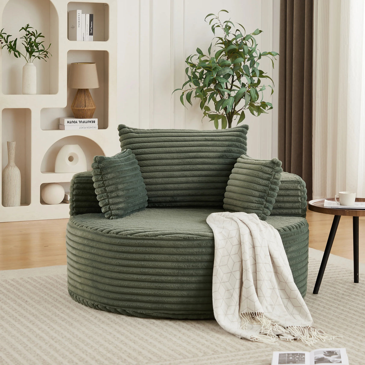 Corduroy Foam Modular Sleeper Chair No Assembly Required - Omega Lifestyles