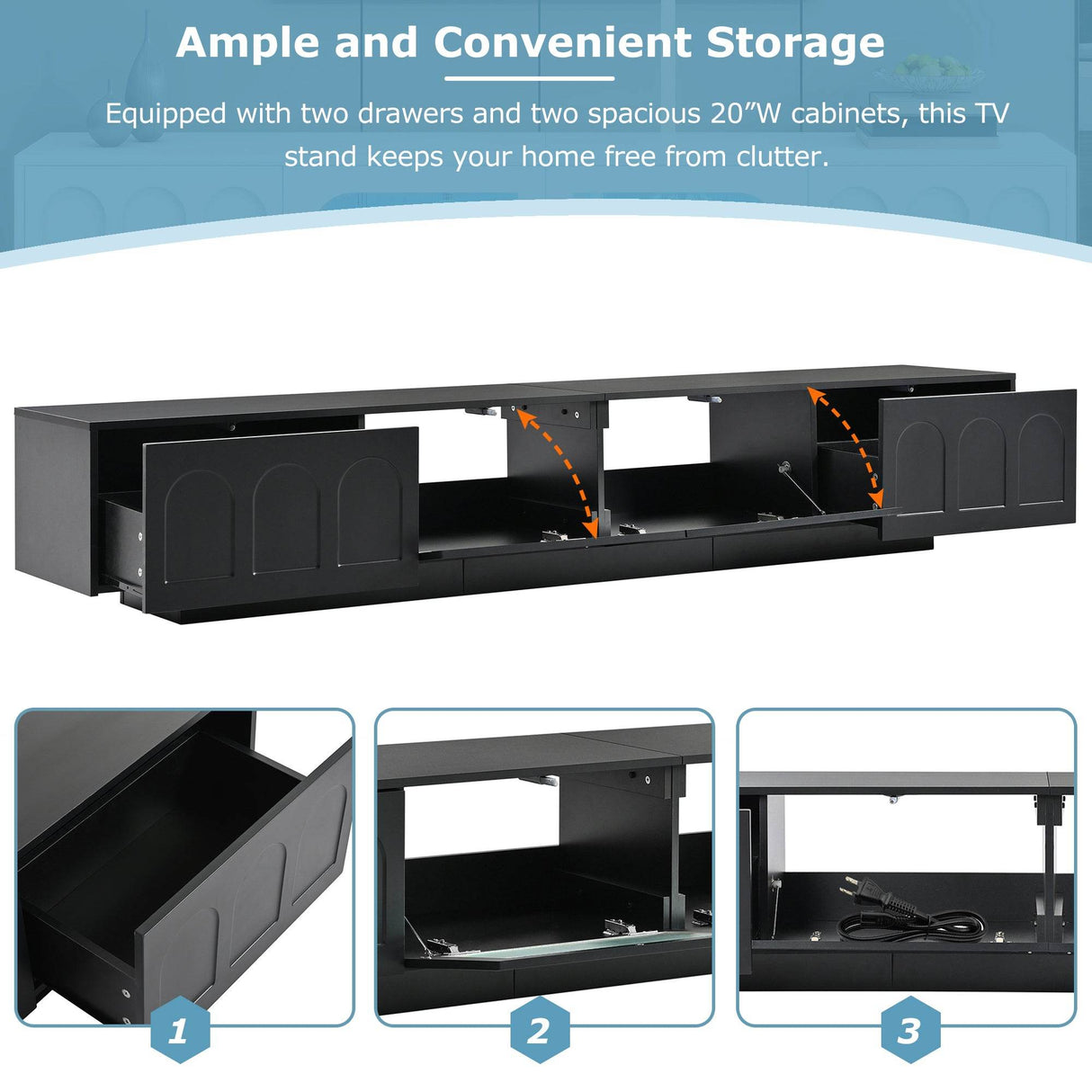 Smart LED Bluetooth Black Particle Board TV Stand - Sleep Galleria