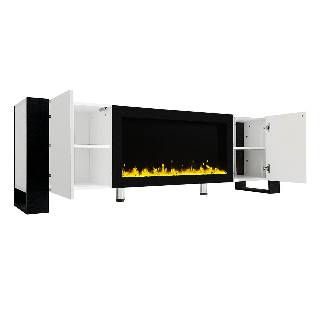 Modern White TV Stand With 34-Inch Electronic Fireplace - Sleep Galleria