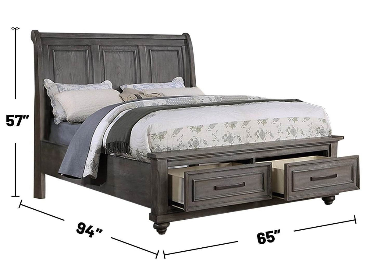 Queen Storage Bedframe With Sleigh Headboard Design - Omega Lifestyles