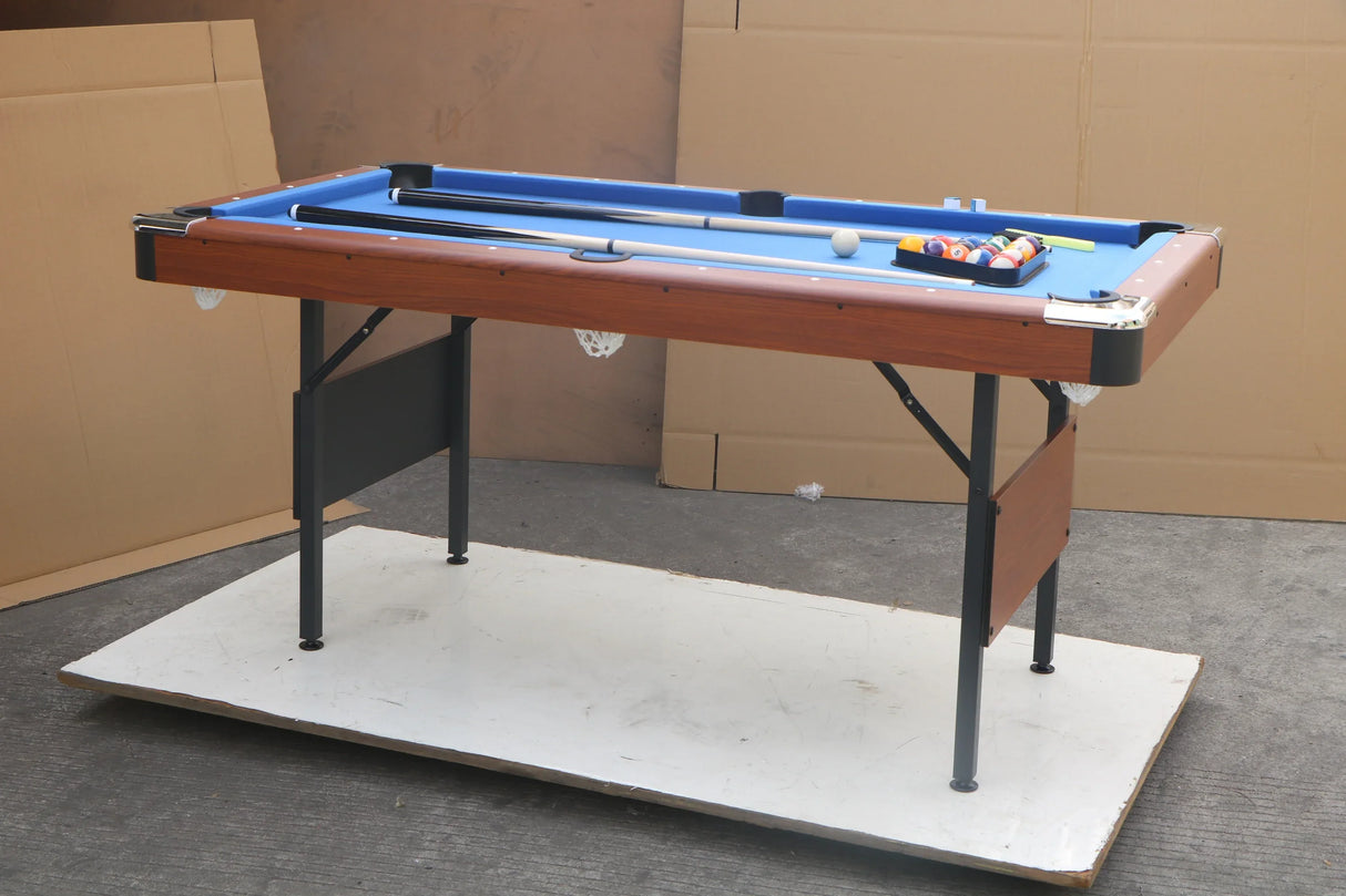 Foldable Blue Velvet MDF Steel Pool Table 64-Inch - Omega Lifestyles