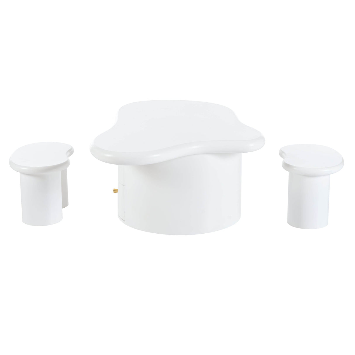 Cloud-Shaped Coffee Table With Stools And Drawers - Sleep Galleria