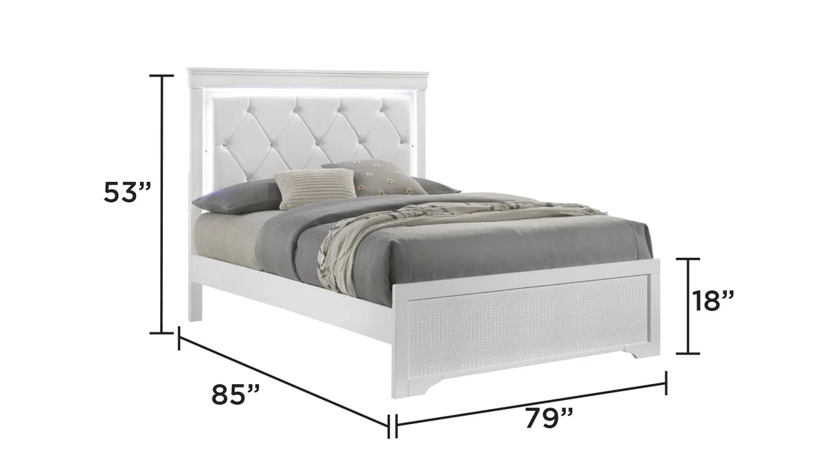 Modern Upholstered King Bed Frame With LED Headboard - Omega Lifestyles
