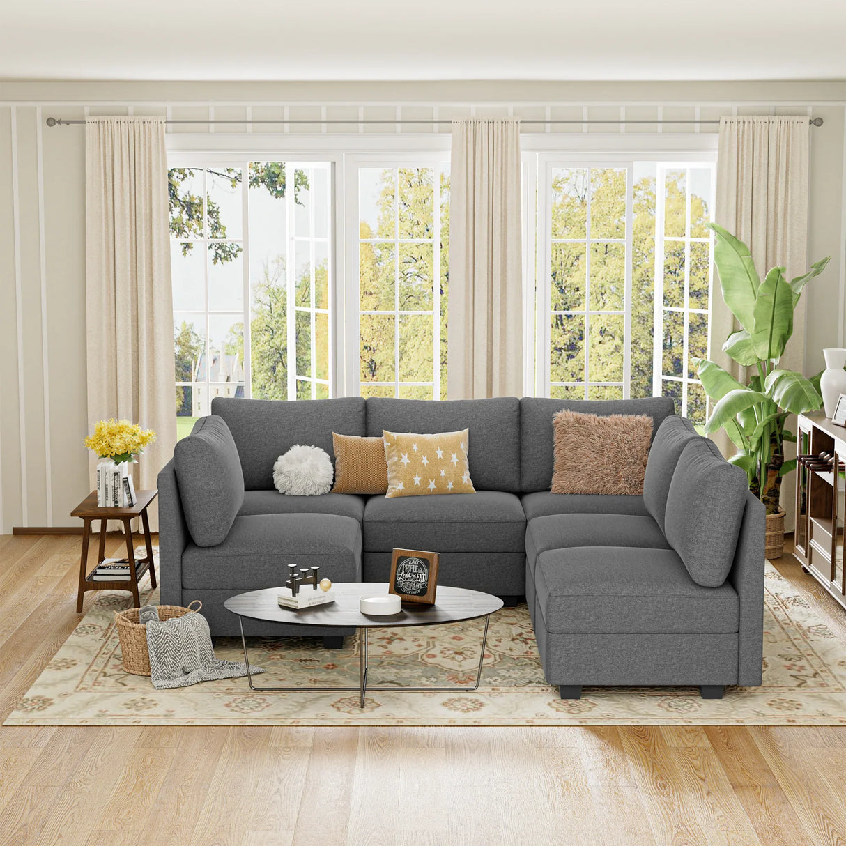Modern U-Shaped 6-Seater Modular Sectional Sofa With Storage - Omega Lifestyles