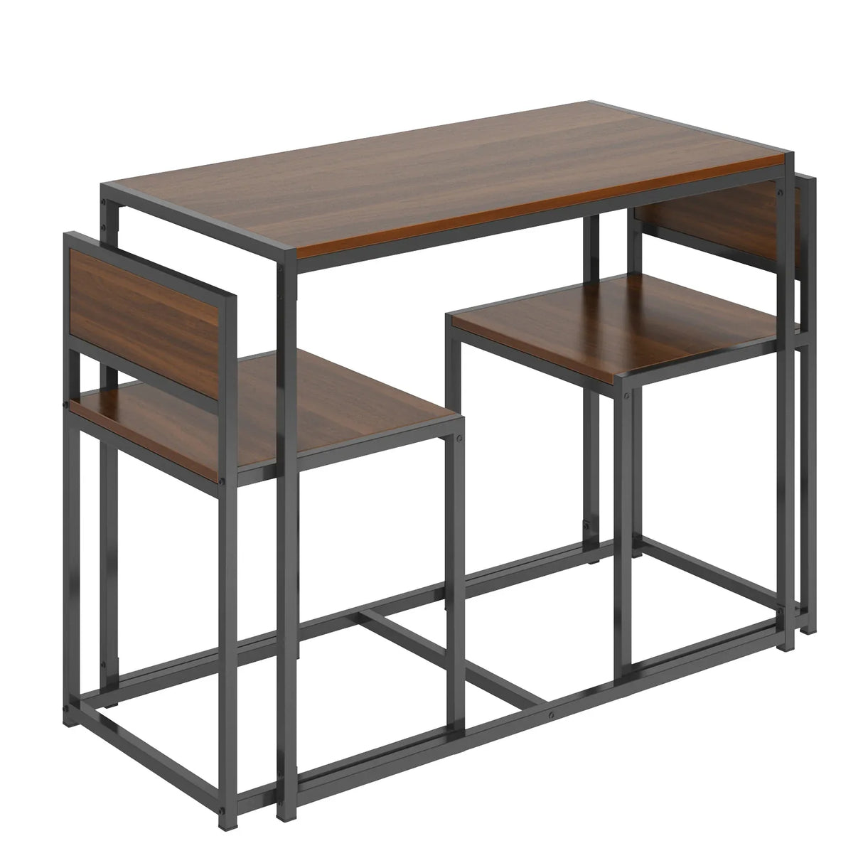 Modern Rectangular Brown MDF 3-Piece Dining Table Set - Omega Lifestyles