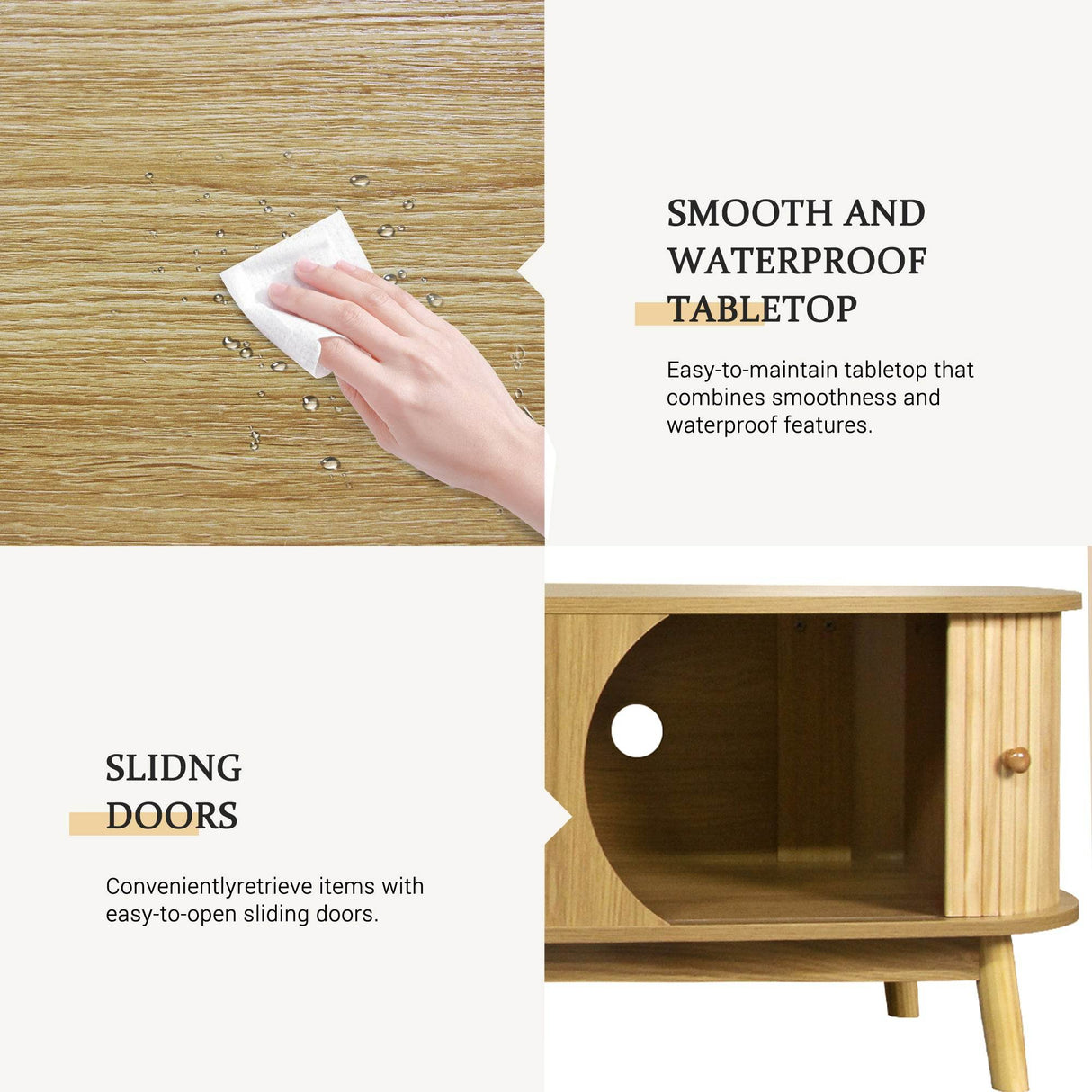 Rattan Solid Wood TV Stand With Storage Drawers - Sleep Galleria