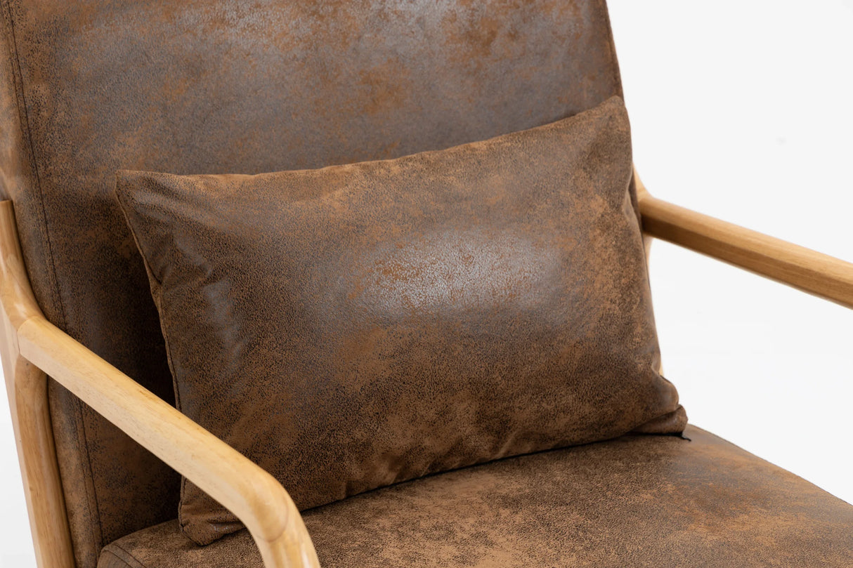 Mid Century Modern Fabric Accent Chair With Waist Cushion - Omega Lifestyles