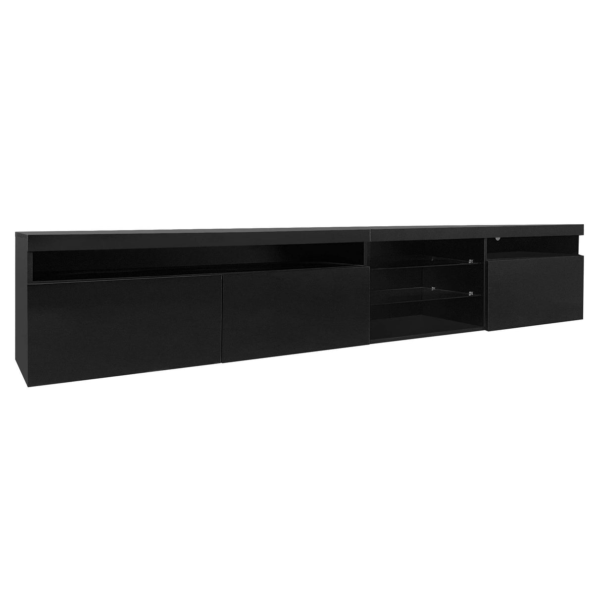 Modern Black Particle Board TV Stand With LED Lighting - Sleep Galleria