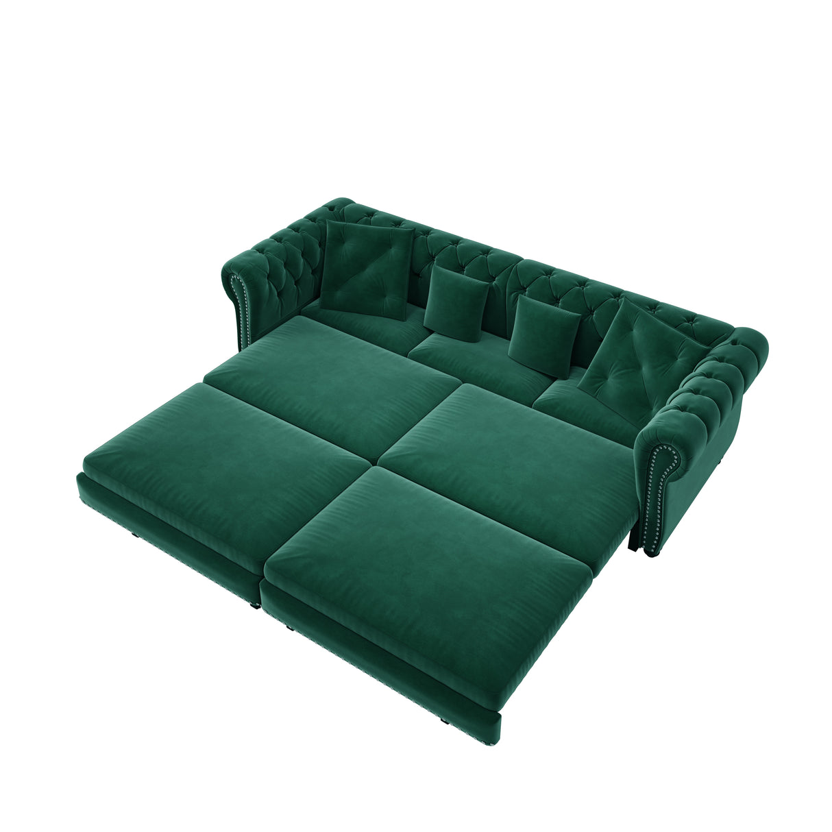 3-in-1 Convertible Velvet Sleeper Sofa Bed With Ottoman
